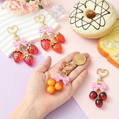 4 шт. подвеска из акрила в виде клубники и вишни&nbsp;HJEW-CJ00090