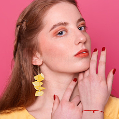 3 пара двухцветных сережек-гвоздиков в виде цветка из ткани EJEW-AN0002-04