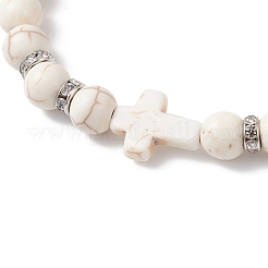 Женские эластичные браслеты из синтетических бирюзовых бусин BJEW-JB12288-02