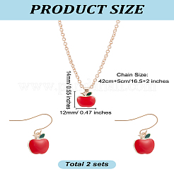 2 комплект из эмалевых серег и ожерелья с подвеской в виде яблока&nbsp;SJEW-LP0001-01