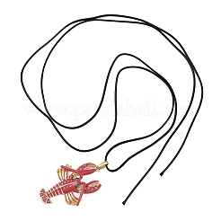 Ожерелья из вощеного шнура с подвеской в виде лобстера из сплава и эмали&nbsp;LS-NJEW-P335-01G