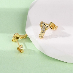 Латунные серьги из микро-паве прозрачного кубического циркония&nbsp;LS-EJEW-D328-03G-04