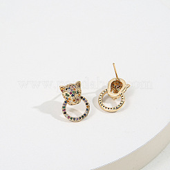 Разноцветные леопардовые серьги-гвоздики из кубического циркония с дверным кольцом ZODI-PW0001-061