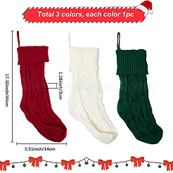 3 шт. 3-х цветные вязаные акриловые хлопчатобумажные мешочки для чулок&nbsp;AJEW-SP0004-03