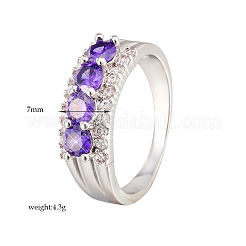 Настоящие латунные широкие кольца из циркония RJEW-EE0001-035D