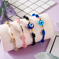 10шт 5 цвета регулируемый плетеный браслет из нейлонового шнура AJEW-TA0001-25