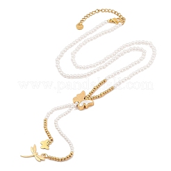 Ожерелья из искусственного жемчуга и синтетических ракушек NJEW-A032-06G-03