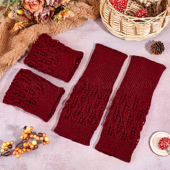 2 пара перчаток без пальцев из акриловой пряжи&nbsp;AJEW-DJ0001-65C