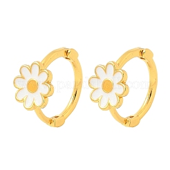 Серьги-кольца из латуни с эмалью в виде маргаритки для женщин&nbsp;EJEW-G434-02G