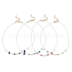 4 шт. Женские ожерелья в 4 стилях из смешанных граненых круглых и граненых драгоценных камней NJEW-JN05602
