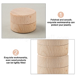 1 шт. круглая подарочная коробка для хранения ювелирных изделий из бука с крышкой CON-YW0001-85