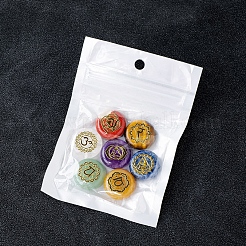 7 шт. чакра натуральный ограненный драгоценный камень с вырезанными руническими словами PW-WG7BE04-01