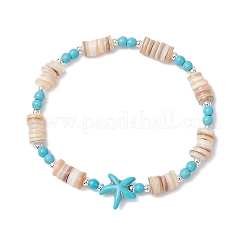 Эластичные браслеты из бисера из натуральной пресноводной раковины&nbsp;BJEW-JB11804-02