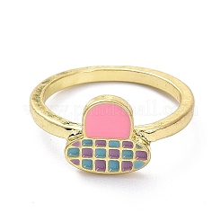 Кольца для пальцев из сплава с эмалью в форме сумки&nbsp;LS-RJEW-Z008-26LG