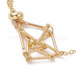 Регулируемый плетеный латунный мешочек в стиле макраме изготовление браслета-слайдера с тросом и цепочкой BJEW-JB10285-01