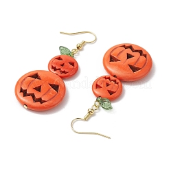 Серьги с подвесками из окрашенной синтетической бирюзы и стекла EJEW-TA00430