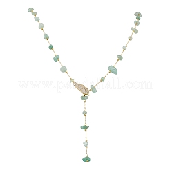 Ожерелья из звеньев цепи ручной работы с натуральным зеленым авантюрином&nbsp;NJEW-JN05811-02