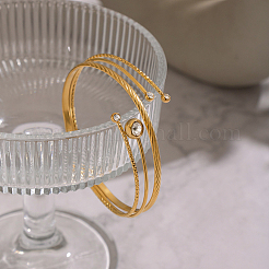 Браслет-манжета для женщин из нержавеющей стали 304 с многослойным покрытием из кубического циркония&nbsp;UB1438