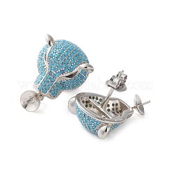 Кубический цирконий 925 стерлингового серебра серьги-гвоздики фурнитура для женщин&nbsp;STER-M092-09P-01