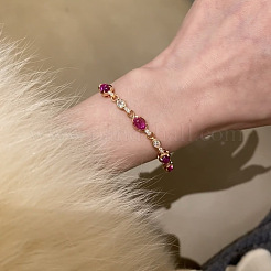 Браслеты из латунных овальных звеньев с микропаве из прозрачных кубических цирконий для женщин BJEW-F503-01G