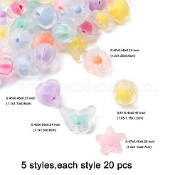 100шт 5 стиля матовые прозрачные акриловые бусины&nbsp;OACR-FP0001-22