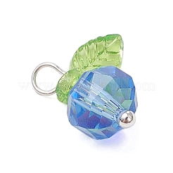 Прозрачные гальванические стеклянные бусины с прозрачными акриловыми подвесками и латунными булавками с шарообразными головками&nbsp;PALLOY-JF03593-02