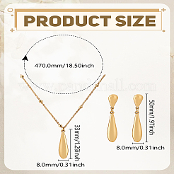 Комплекты украшений из нержавеющей стали в форме капли. в том числе ожерелье с подвеской и серьги-гвоздики&nbsp;SJEW-LP0001-28