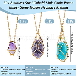 3 шт. 3 стиля 304 нержавеющая сталь кубовидная цепочка макраме мешочек пустой держатель для камня изготовление ожерелья&nbsp;NJEW-BBC0001-41G