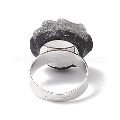 Кольца на палец из смолы с блестками и пудрой в виде розы RJEW-JR00731-03