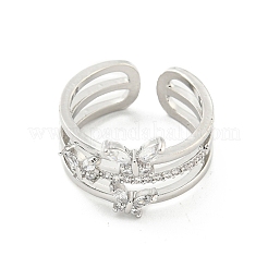 Латунные микро проложить манжеты кольца кубического циркония&nbsp;RJEW-I103-060P