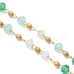 Изготовление браслета-цепочки ручной работы из нержавеющей стали 304 и граненых стеклянных бусин-ронделей&nbsp;AJEW-JB01476-01