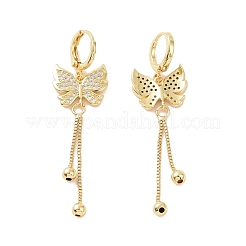 Серьги с бабочкой из прозрачного кубического циркония&nbsp;EJEW-P224-01G