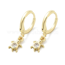 Серьги-кольца из латуни с микропаве из прозрачных кубических цирконий черепахового цвета EJEW-D311-008G