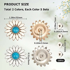 10 набор эмалевых кнопок из цинкового сплава 2 цветов BUTT-GF0001-18