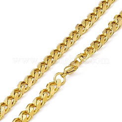 Цепочка из кубинской цепи с вакуумным покрытием PVD 201 из нержавеющей стали с застежками из нержавеющей стали 304 для мужчин и женщин&nbsp;NJEW-M194-01A-G