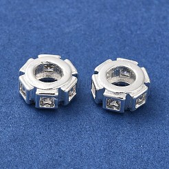 Покрытие стойки латунь паве прозрачный кубический цирконий европейские бусины KK-M285-17S