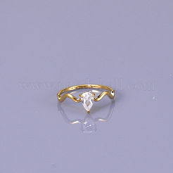 Кольца-капли из нержавеющей стали 304 с прозрачным кубическим цирконием для женщин&nbsp;FS-WG6614B-02