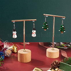 2 пара стеклянных подвесных серег в рождественском стиле в 2 стилях&nbsp;EJEW-TA00701