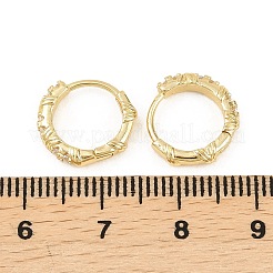 Серьги-кольца из латуни с микропаве из прозрачных кубических цирконий&nbsp;EJEW-D348-18G