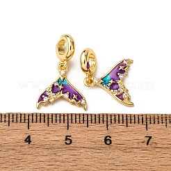 Латунные фиолетовые эмалевые европейские подвески в виде хвоста русалки KK-A265-06B-G