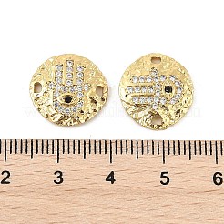 Латунный микропаве прозрачный кубический циркониевый диск с подвесками-соединителями в виде руки хамсы KK-P300-24G-01