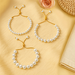 3шт. 3 стиля браслет-слайдер с ракушечным жемчугом и латунной цепочкой-змейкой&nbsp;BJEW-HY0001-07