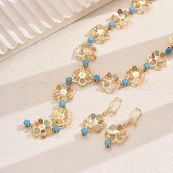 Элегантные цветочные железные кубические циркониевые серьги и ожерелья для женских вечеринок CW0410