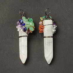 7 большие подвески из натурального кварцевого кристалла с заостренными чакрами&nbsp;G-C012-01R-11