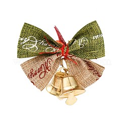 Рождественский льняной большой бант с железными колокольчиками AJEW-S088-02C