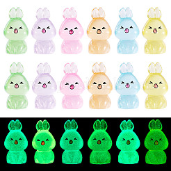 24 шт. 6-цветные светящиеся смоляные украшения в виде кроликов DJEW-TA0001-17