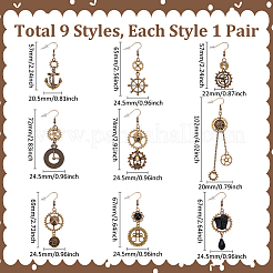 9 пара сережек-подвесок из цинкового сплава в 9 стилях EJEW-UN0006-96