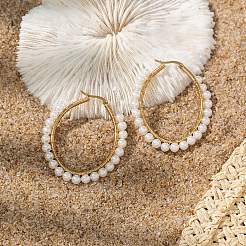 Шикарные овальные серьги-кольца из нержавеющей стали 201 в пляжном стиле GD7947