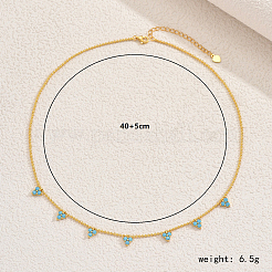 Серебряное ожерелье с подвеской в виде треугольника из голубого циркония S925 для женщин ZJ0502