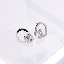 Серьги-гвоздики из нержавеющей стали с прозрачным кубическим цирконием ZH7800